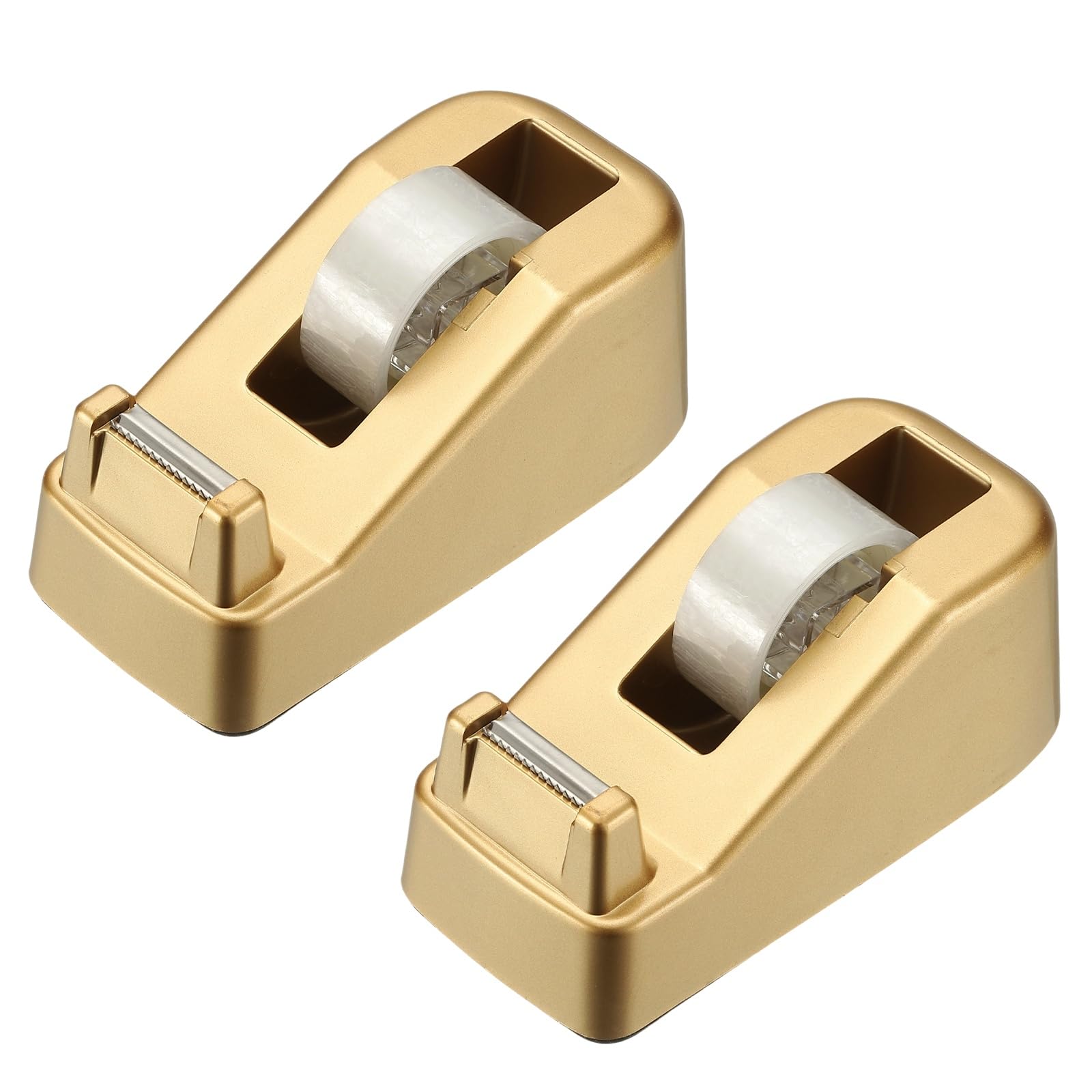 PATIKIL 2pcs Tape Dispenser Desk, Heavy Duty Tape Dispenser Desktop Light Luxury Frosted Dispensers Holder Non-Skid Base Elegant for Home Office Desktop Small Business Gift, Gold