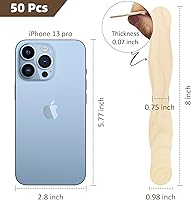 Vista 2 de WISYOK Palitos de manualidades de 8 pulgadas, paquete de 50 palos ondulados de madera, asas de abanico, palitos de paleta grandes para manualidades