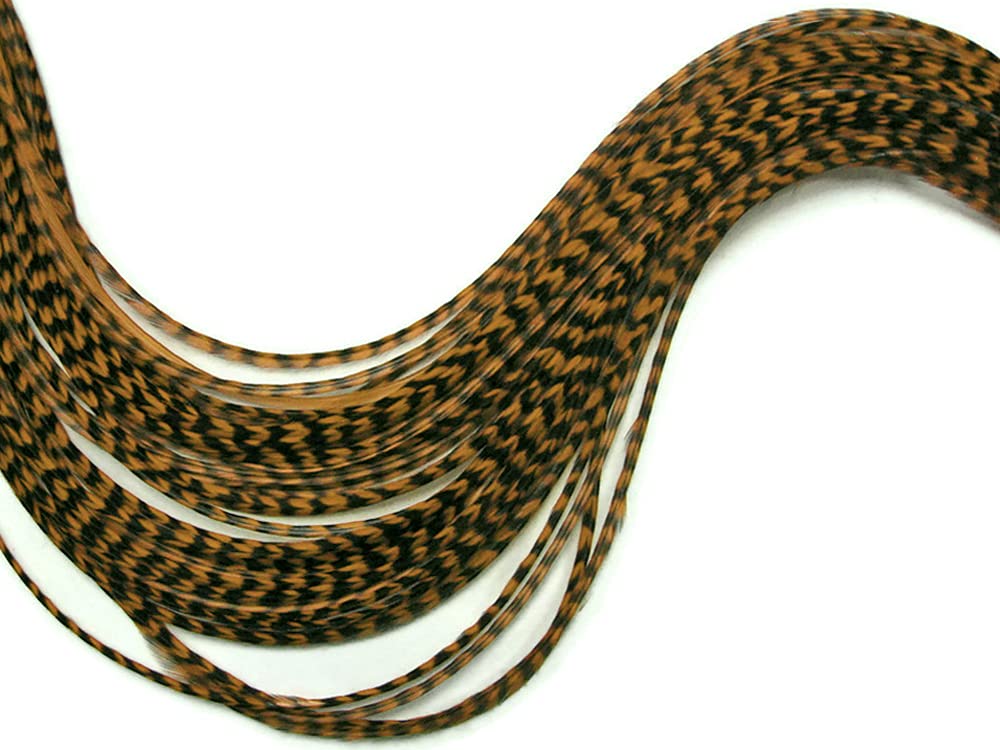 10 Pieces – Golden Olive Long Grizzly Whiting Farm Rooster Hair Extension Feathers Fly Tying Summer | Moonlight Feather