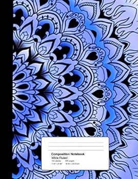 Composition Notebook Ruled 7.44 X 9.59 Inches 100 Sheets / 200 Pages: Deep Blue Lacework Mandala