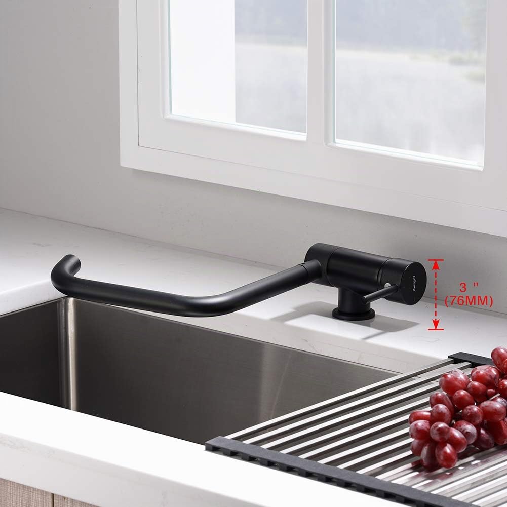 Ibergrif Grifo Cocina Abatible, Grifo de Fregadero Plegable Giratorio 360° | Grifo Cocina Bajo Ventana de Acero Inoxidable 304, Mezclador Fregadero Agua Fría y Caliente para Cocina-Negro