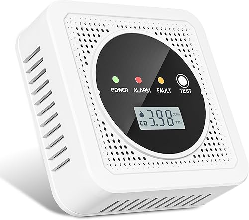 2 en 1, detectores de monóxido de carbono, detector de humo, alarma de CO de combinación de humo, alarma de 85 db, pantalla grande LCD, con 3 pilas