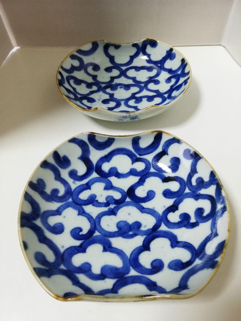 福泉窯　鯛波　耳付変形鉢 Amazon.co.jp: ◎お済 有田焼 福泉窯 染付変形深皿と雅峰窯 染付