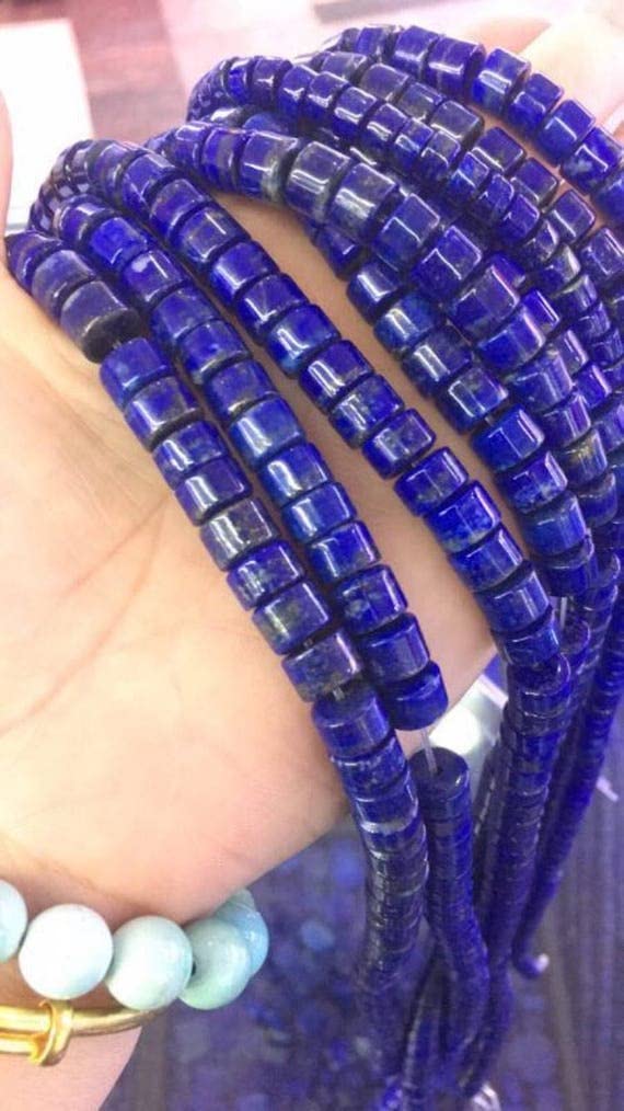 Perles lapis lazuli véritables 6x8 mm pour remplacer les fausses pierres