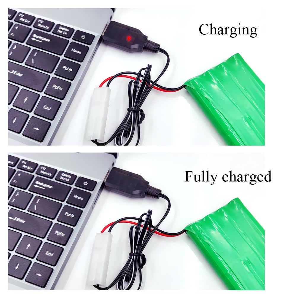 9.6v batteria, 1500mAh nimh batteria, batteria ricaricabile aa, spina KET 2P, adatto per barche giocattolo e serbatoi giocattolo, con cavo di ricarica USB