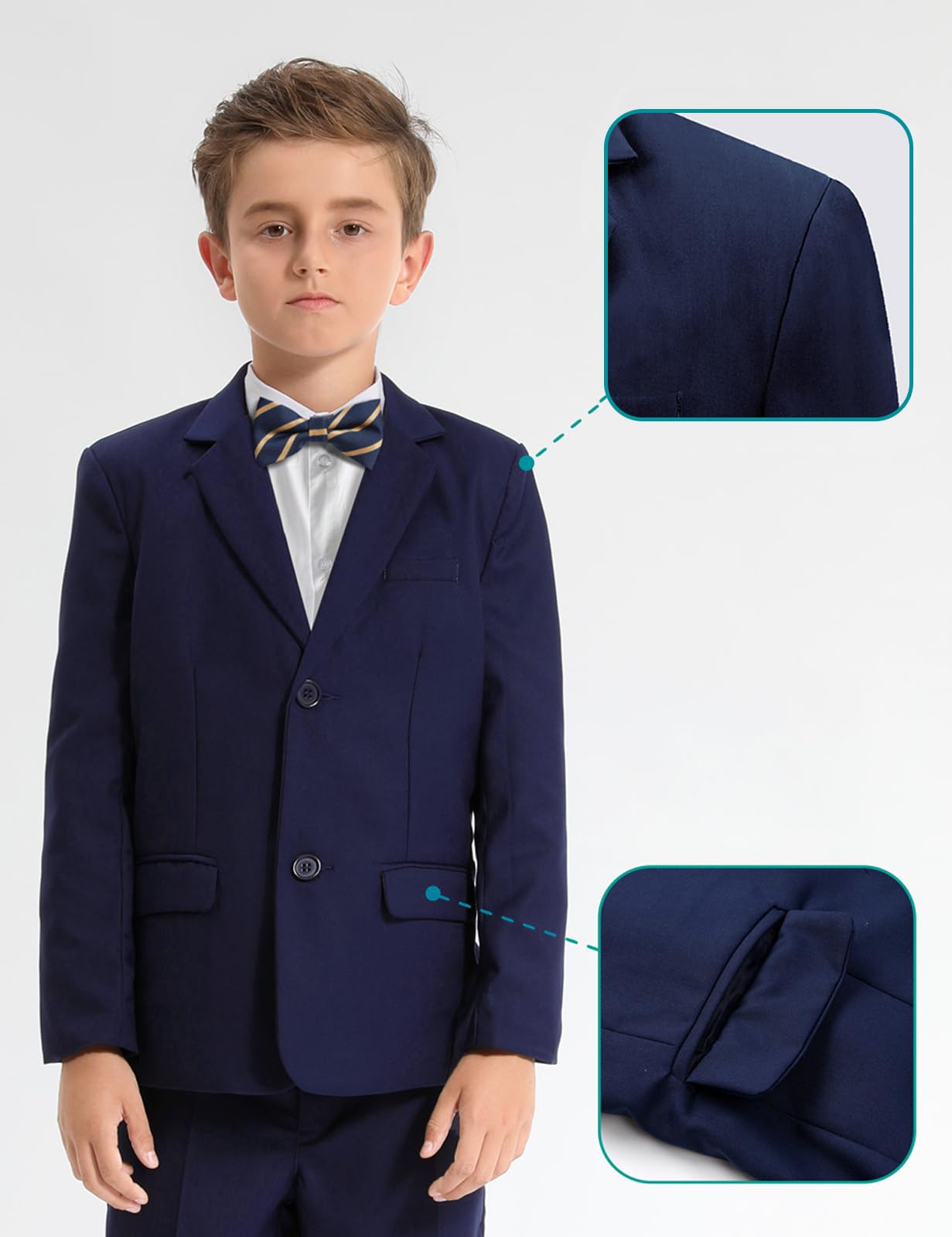 mintgreen Boys Blazer Suit 3PCS Kids Page Boy Outfit Sets Tuexdo Blazer + Waistcoat + Trouser 5-12 Years