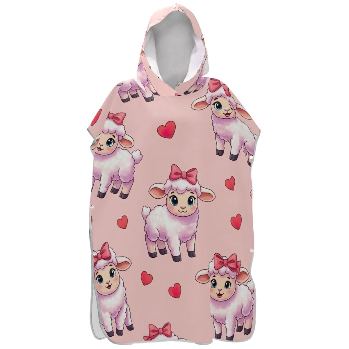 Poncho de surf et robe de plage à capuche rose pour se changer après la baignade