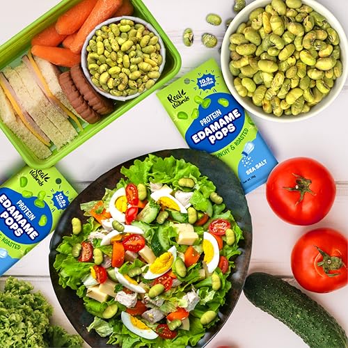 Image of Crunchy roasted Edamame Beans snack (10 Pack sea salt) high Protein snack dry roasted edamame. Healthy keto snacks for adults & kids low carb vegan protein snacks vegan gluten free. Japanese food