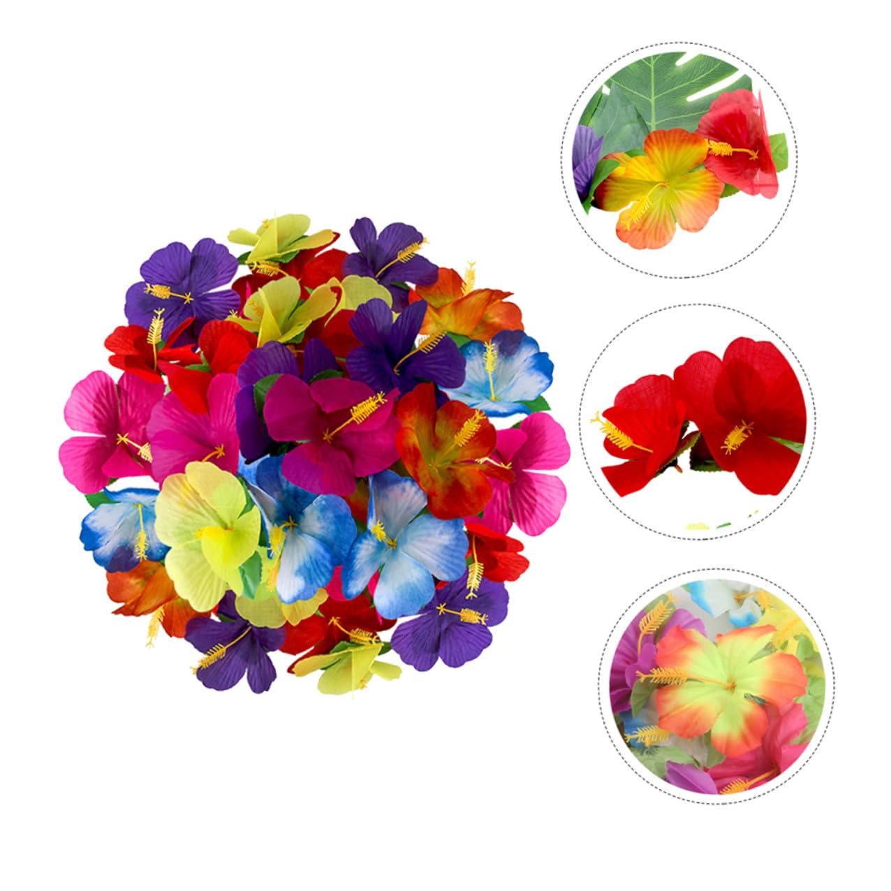 OUNONA Künstliche Hibiskusblüten Deko 72stücke aus Stoff für Sommerfest Tischdeko und Fotorequisite für Hawaii Party und Wohnzimmerdekoration Zufällige Farbe