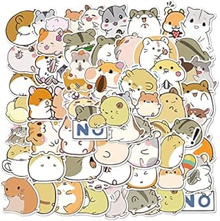 50 Pcs Waterproof Hamster Vinyl Stickers Cute Cartoon Animals Doodle Stickers for Luggage Box Kids Craft Laptop Water Bottles Fridge Scrapbook