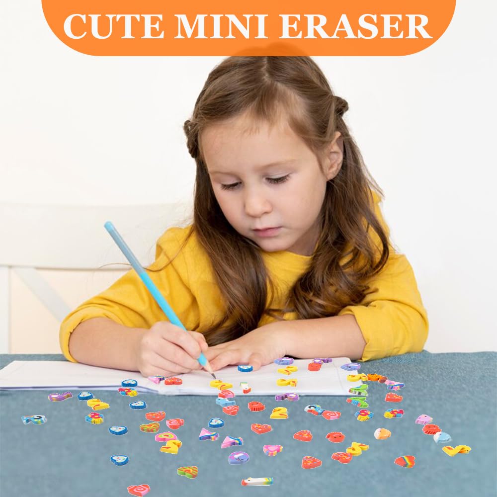 Sxutop 300 PCS Mini Erasers for Kids Small Cute Rubbers Eraser Novelty Tiny Erasers Colored Animal Rubber Bulk Heart Shaped Pencil Eraser for Students Classroom Rewards Gifts and Party Favors - Image 3