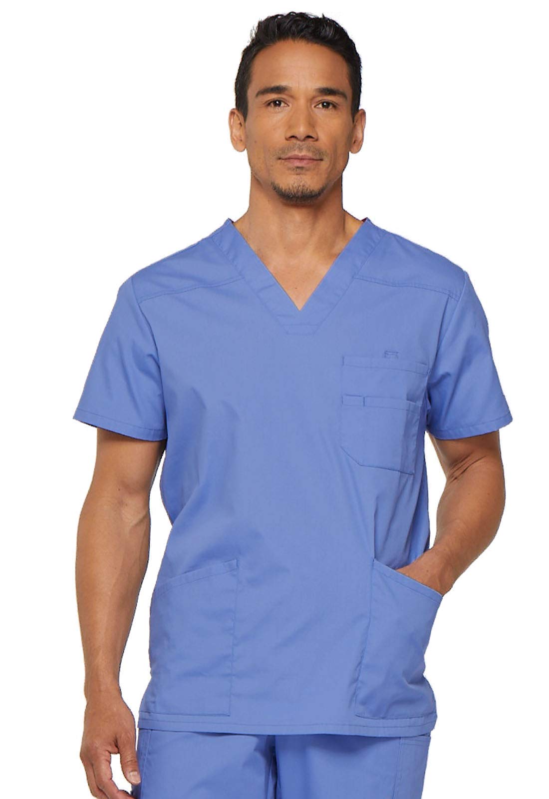 Dickies Xtreme Stretch Men's V-Neck Scrub Top, Ceil Blue, Large
