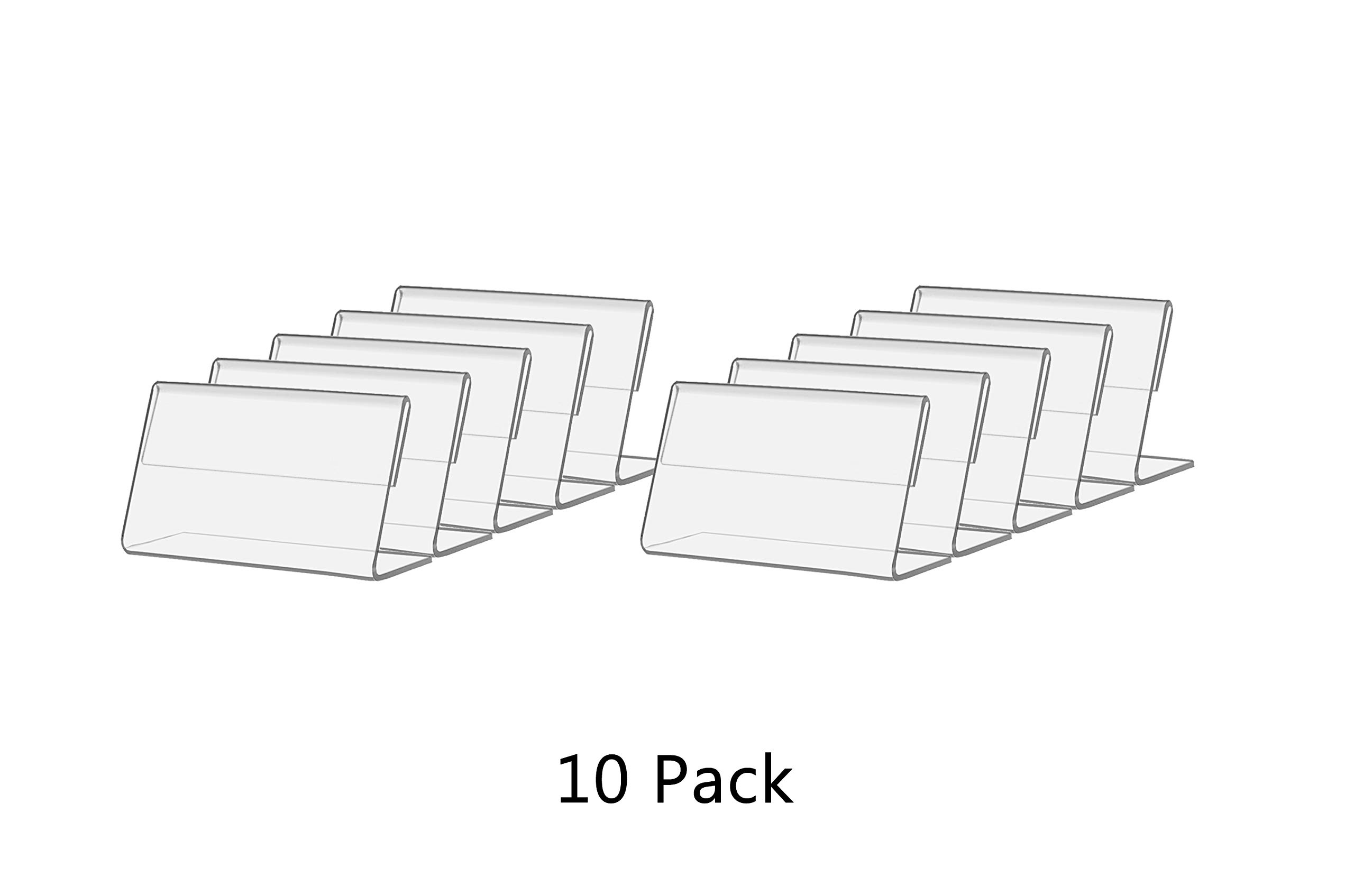 10 Pack Clear Acrylic Table Tent Sign Holders - 3.5x2 Inch Countertop Display Stands For Menus, Pricing & Business Cards