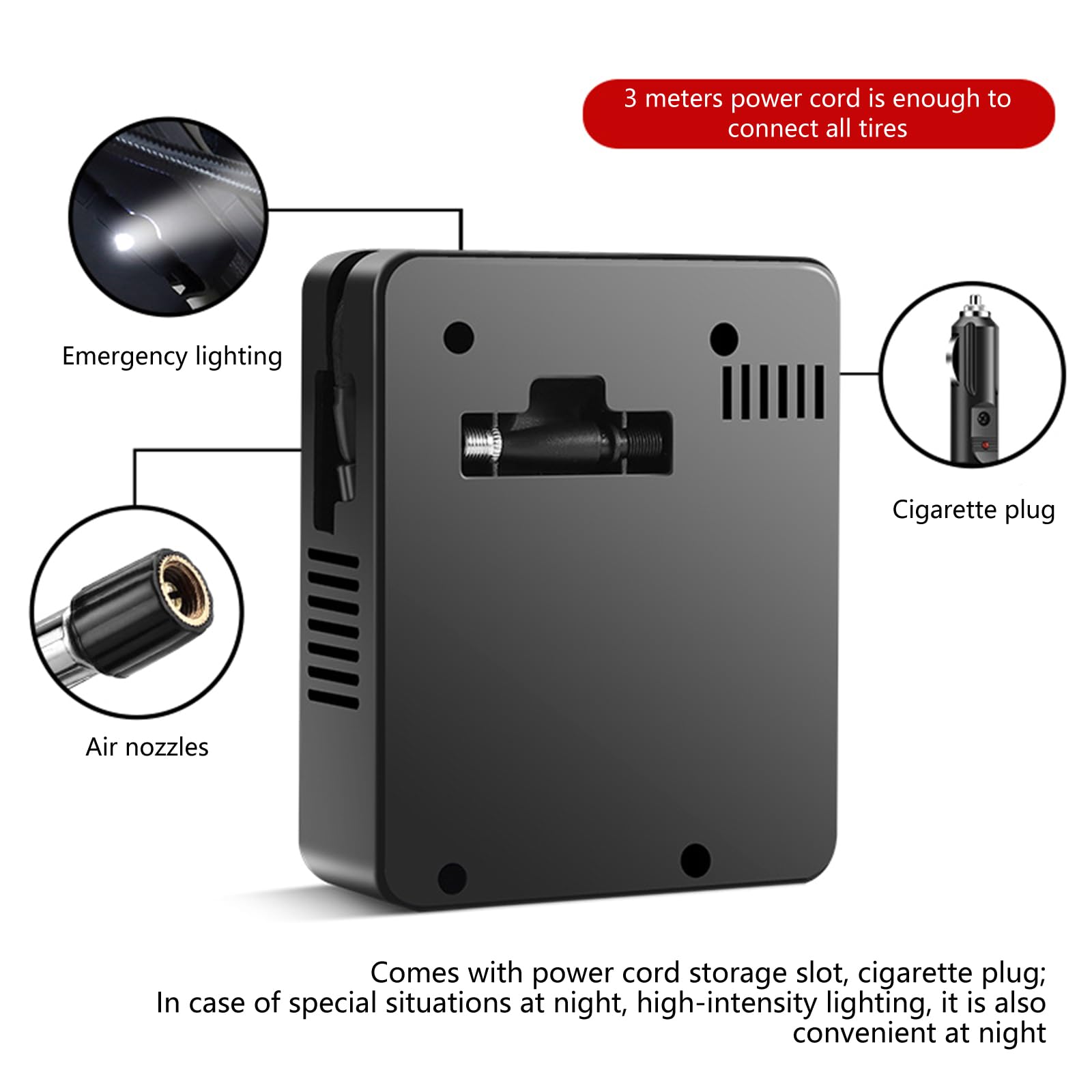 Compressore d'aria portatile Auto elettrica Automatico Moto BicycleBall Gonfiatore di pneumatici Rivelatore di pressione digitale Compressore d'aria Portatile per Auto Gonfiatore Pneumatico Attacco