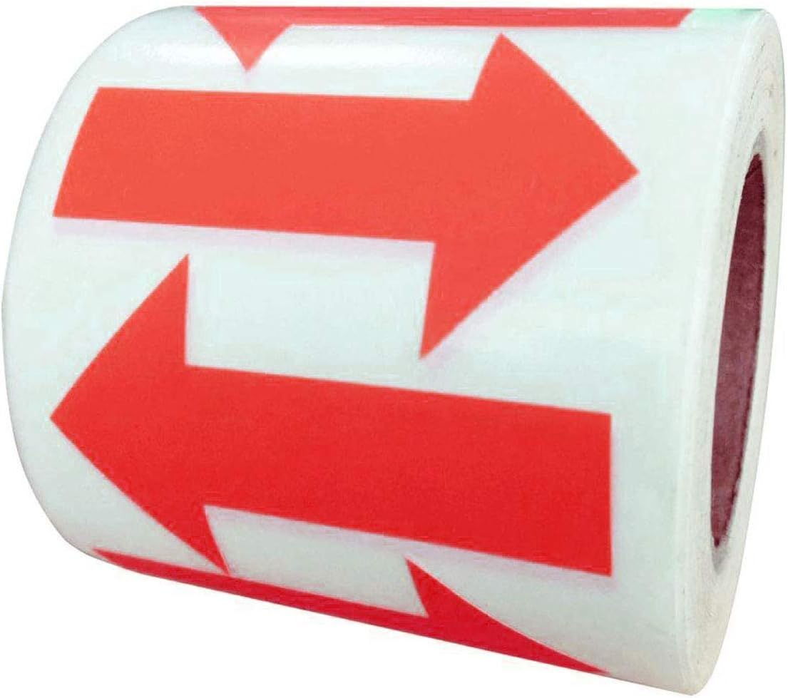 Red Arrow Stickers Labels, 2"×1.25" Self-Adhesive Arrow Shape Signs,Total 500PCS Per Roll