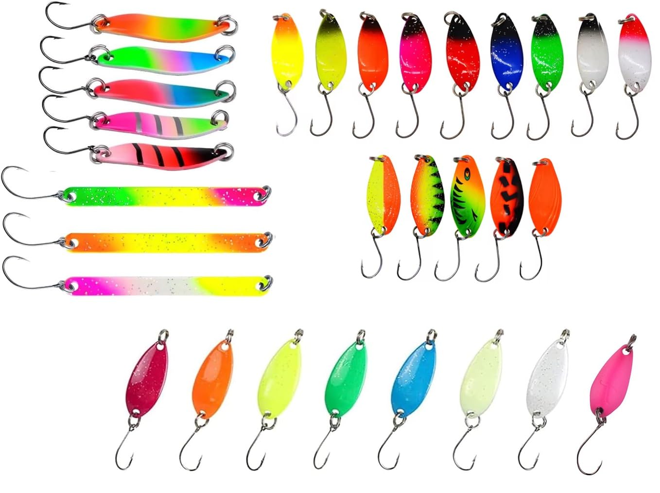 Kit 30 Spoon Pesca Trota Big Spinning Trout Area Ondulanti Artificiali Lago