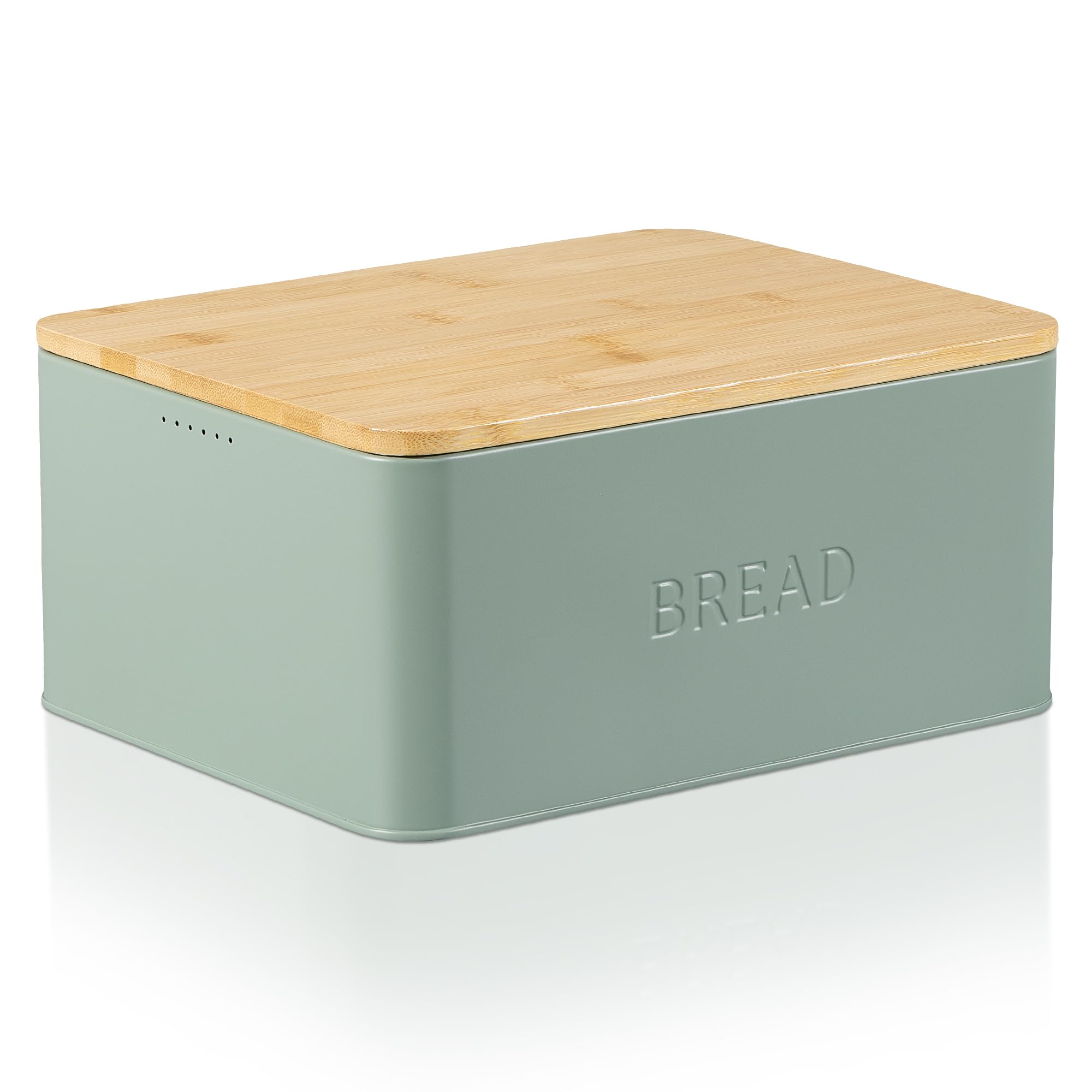 Beautiful Bread Box With Wooden Lid For Your Kitchen Countertop - Spacious Container Perfectly Stores Your Homemade Bread, English Muffins & Bagels - Quality Cutting Board Lid Keeps Bread Fresh