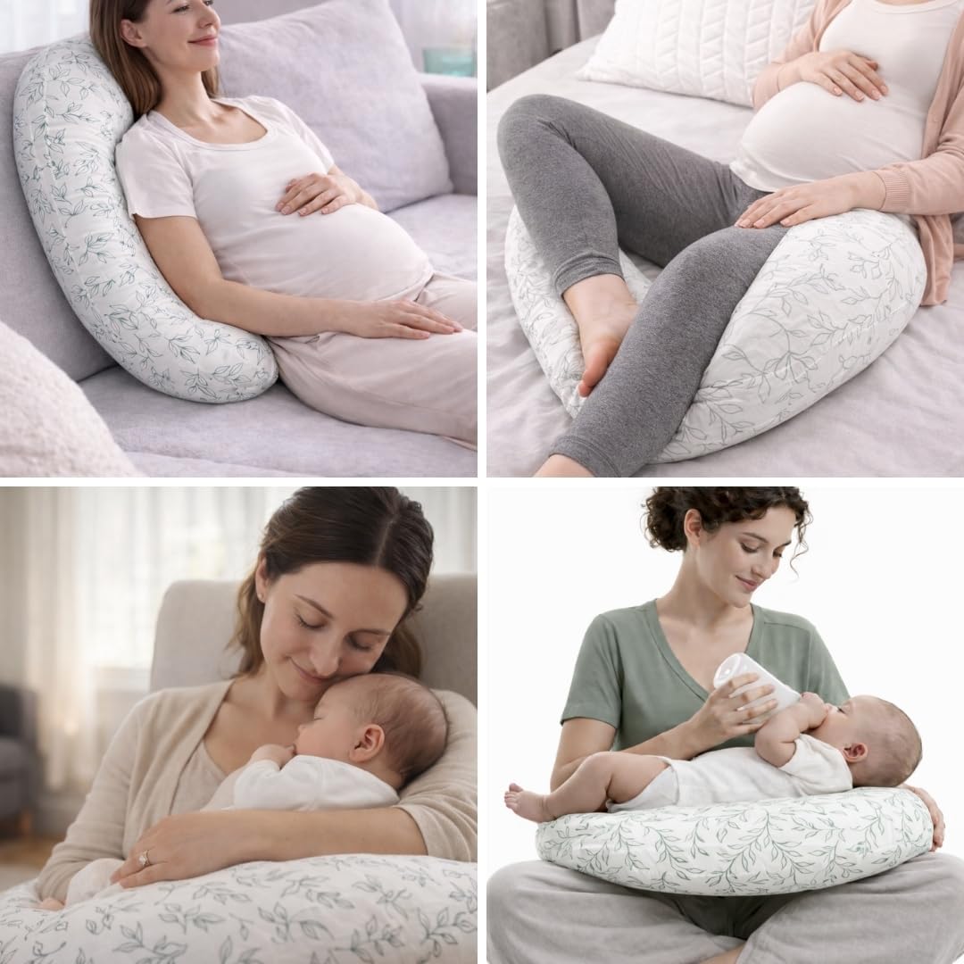 Cuscino allattamento con 2 mussoline - Cuscino allattamento OEKO TEX - Cuscino allattamento fodera rimovibile lavabile - Cuscino allattamento - Cuscino allattamento gravidanza Pregnancy Pillow Cuscino
