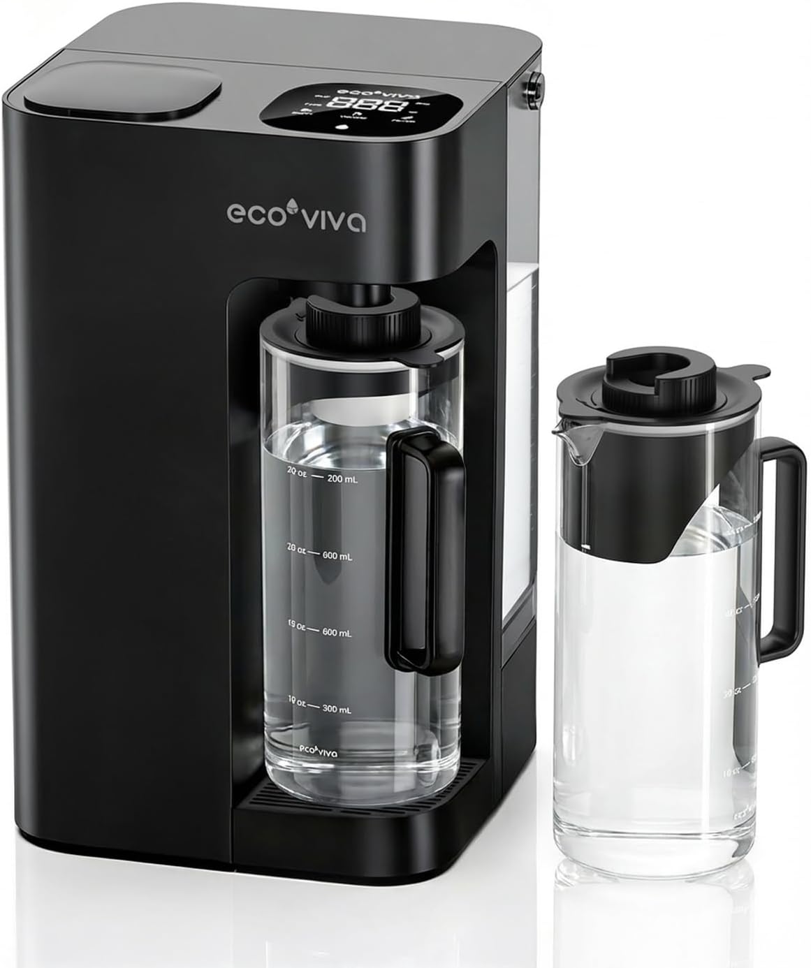 Mate 3 Countertop Reverse Osmosis Water Filter with 2 Smart Auto-Filling Pitchers, 8 Stage RO Water Filtration System, NSF Certified Water Purifier for Home, Office, 3:1 Pure to Drain, Black