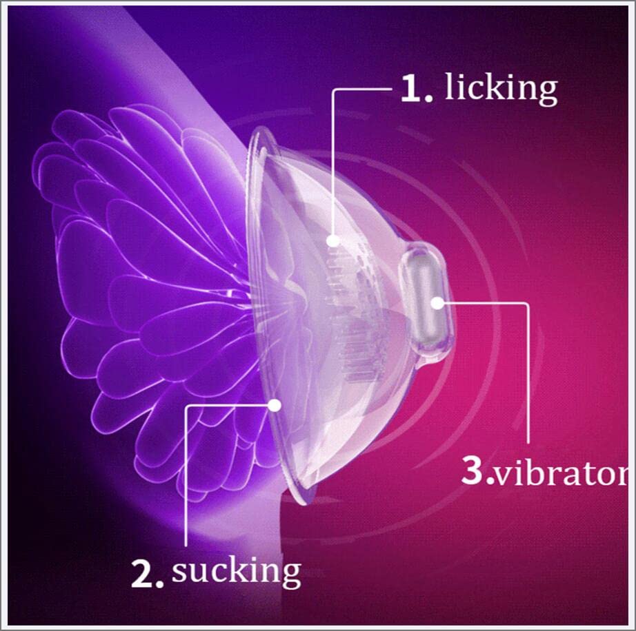Mani Libere Elettrico Seno Pompa Massaggiatore Vibratore Succhia Capezzoli e Clitoride Coppe Lingua Leccare Reggiseno Stimolatore Sex Toys Enlarger Enhancer per Donne,Chiaro