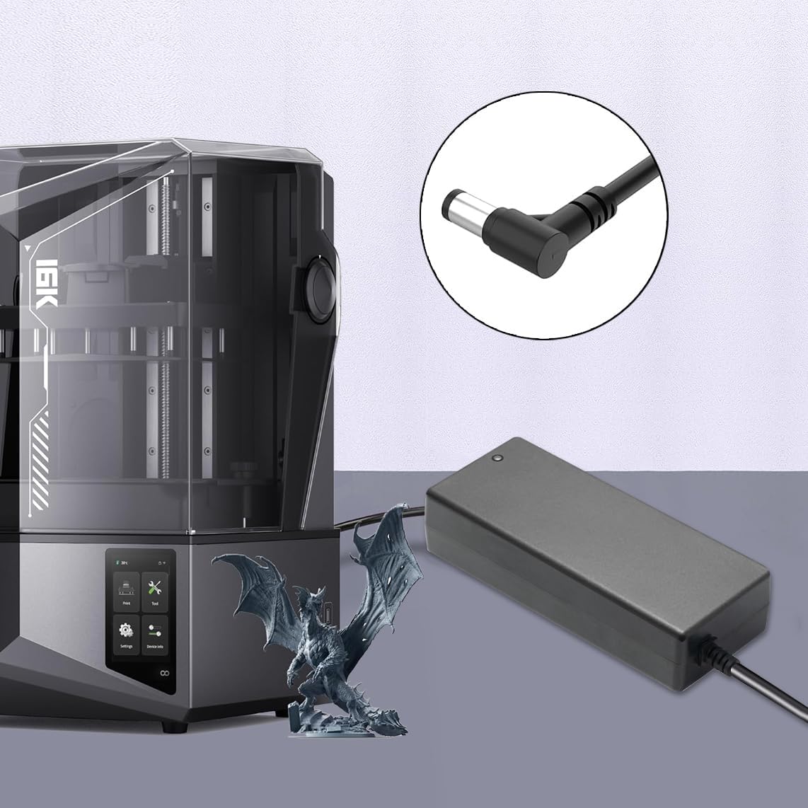 24V 6A AC/DC Adapter Compatible with Elegoo Saturn 4 Ultra 16K EL3D-4.0, Saturn 3 12K EL3D-3.0.1 10-Inch Monochrome LCD MSLA Photocuring Desktop Resin 3D Printer FY1502406000 120W Power Supply
