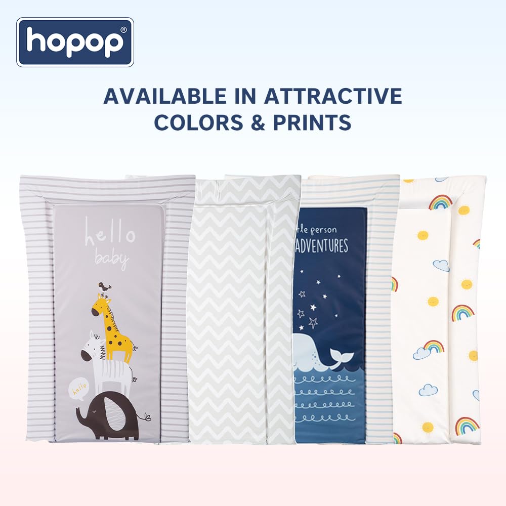 Hopop Baby Changing Mat | Soft Foam Cushioned Diaper Changing Mat/Sleeping Mat/Massage Mat/Water Proof Bed Protector with Raised Edges for Newborn Baby | Changing Pad | 71x 47 x 5 cm | Zigzag 4