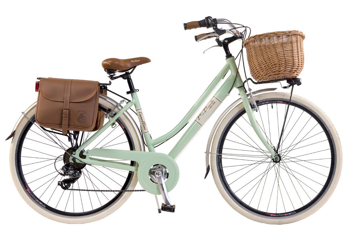 Via Veneto By Canellini Bici Vélo Citybike Byciclette CTB Femme Dame Vintage Retro Via Veneto Aluminium Boite et Sonnette Bell (50, Vert Clair)