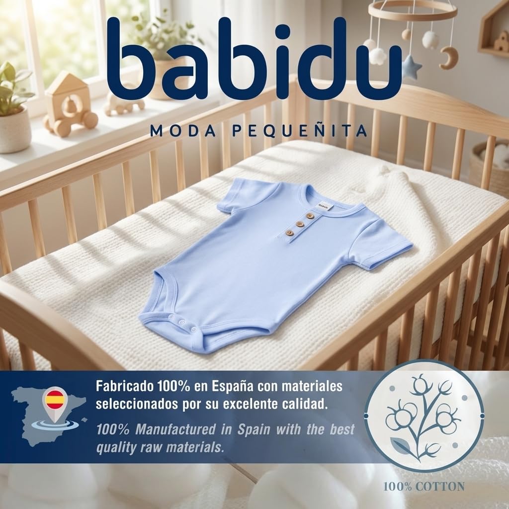 BABIDU Body da bambino a maniche corte con abbottonatura in 100% cotone, morbido e traspirante, ideale per neonati, primo utilizzo, comodo abbigliamento unisex per ragazzi e ragazze