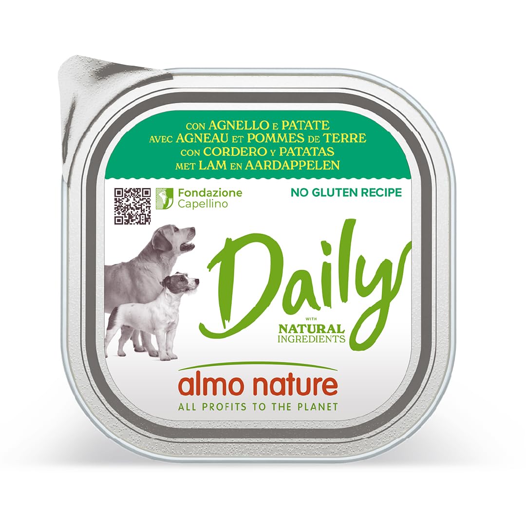 Almo Nature Daily Wet Dog Food No grain Paté with Lamb and Potatoes, 300 g, Pack of 9