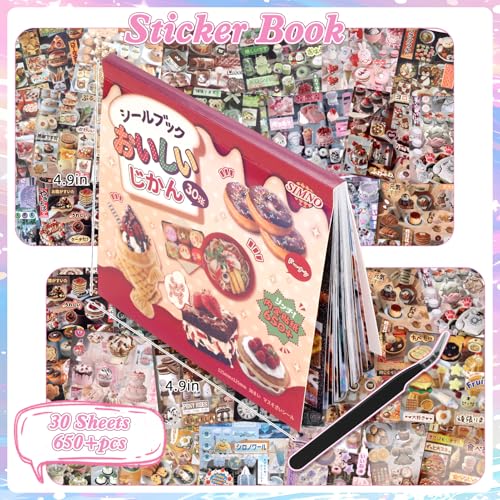 Image of 650Pcs Cute Scrapbook Stickers Travel Y2K Japanese Sticker Book for Adult Kawaii Korean Stickers for Journaling Heisei Retro Aesthetic Sticker Food Manga Style Decor for DIY Crafts Junk Journal Gifts