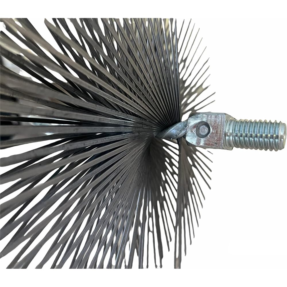 SCOVOLO TONDO ACCIAIO ATTACCO FILETTATO 12MA 250mm PULIZIA STUFA TUBI CAMINO