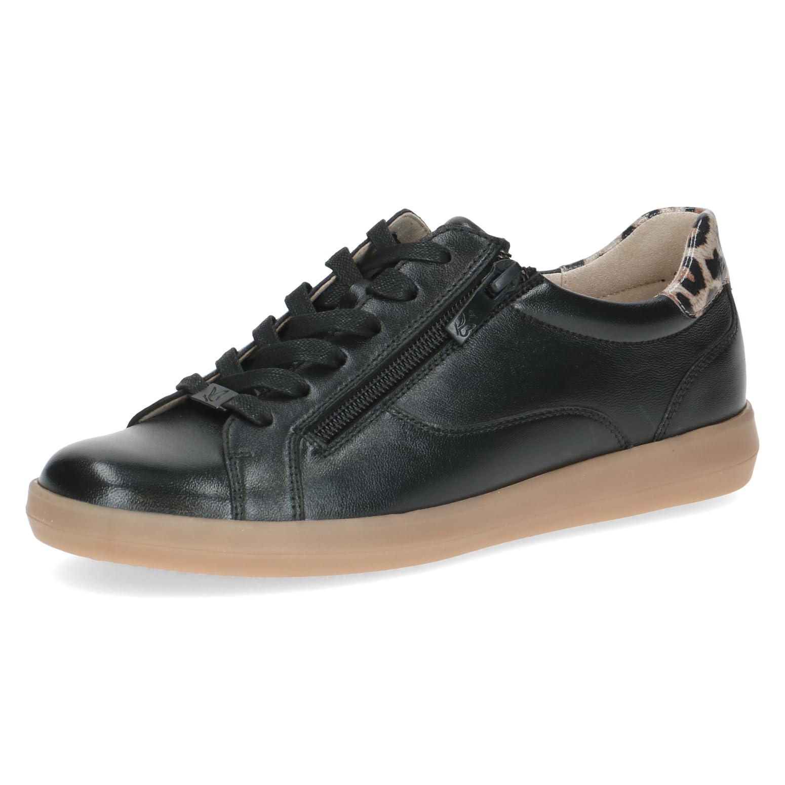 CAPRICE Women's Low-top Leather lace-up Sneakers, Black (Black Nappa), 5.5 UK