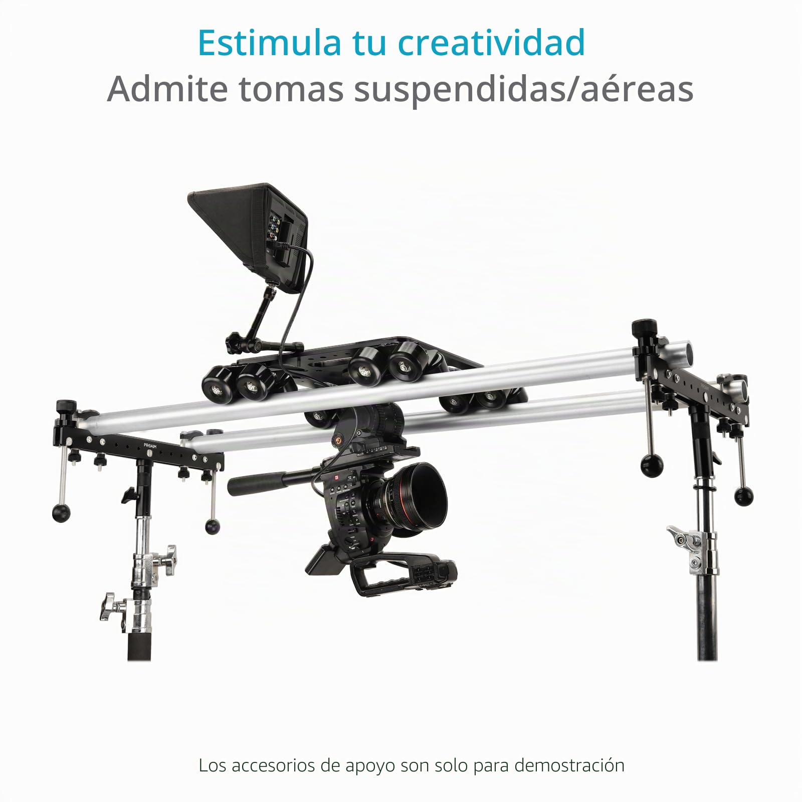 Dolly Deslizante PROAIM Breeza de Aluminio con Extremos de riel, 100 kg | Slider de aluminio CNC con 16 ruedas flotantes; suave en rieles rectos o curvos, montajes Mitchell, 75 y 100 mm
