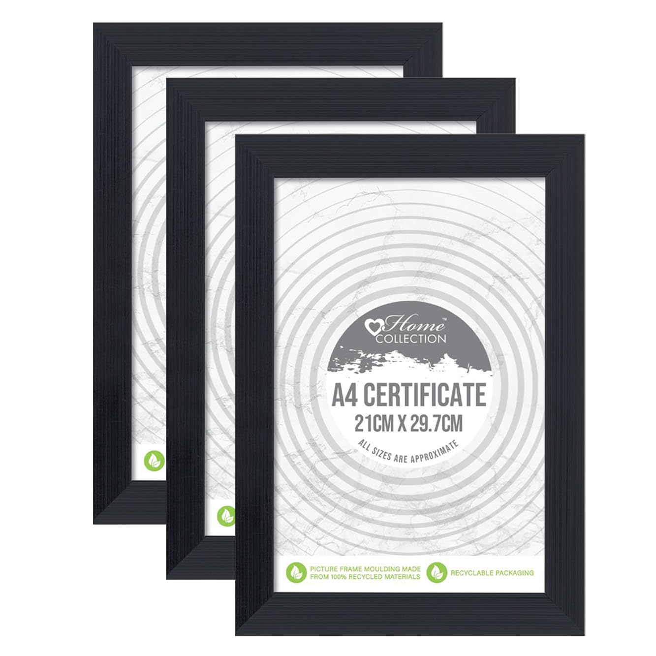 A4 Black Picture Frames Photo Frame Set MDF Wood With Real Glass Front 21 x 29.7 cm Photo Frames Certificate Frame Art Print Poster Frame Wall-Mountable & Freestanding For Office Home (3)