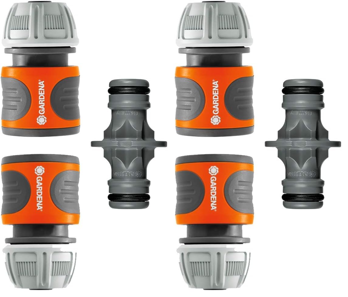 Gardena Kupplungs-Satz: Schlauchkupplung zur Schlauchverlängerung 13 mm (1/2 Zoll) und 15 mm (5/8 Zoll), auch bei hohem Wasserdruck, einfache Montage (18283-20) (Packung mit 2)