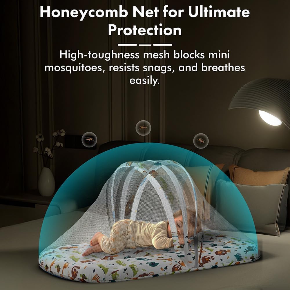 StarAndDaisy 3 in 1 Baby Nest Mosquito net for Sleeping - Newborn, Mosquito net for Baby/Soft and Comfortable Bed, Washable Cotton Design for 0-12 Months Baby -Kangaroo Print 4