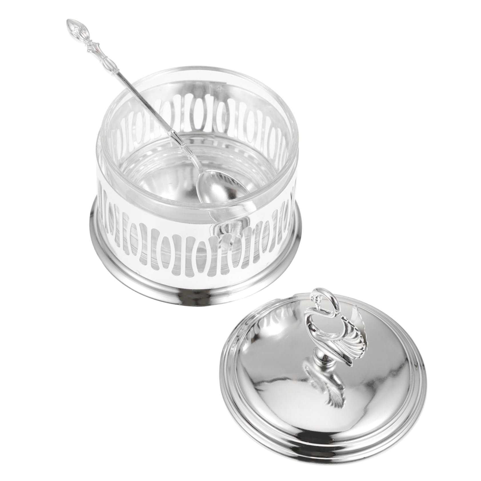 COLLBATH 1Pc Creative Seasoning Box Silver Glass Condiment Jar and Seasoning Storage Pot for Kitchen Multipurpose Design for and Table Decoration