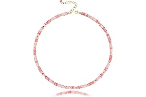 Heishi Style Rose Quartz Crystal Beaded Choker Necklace