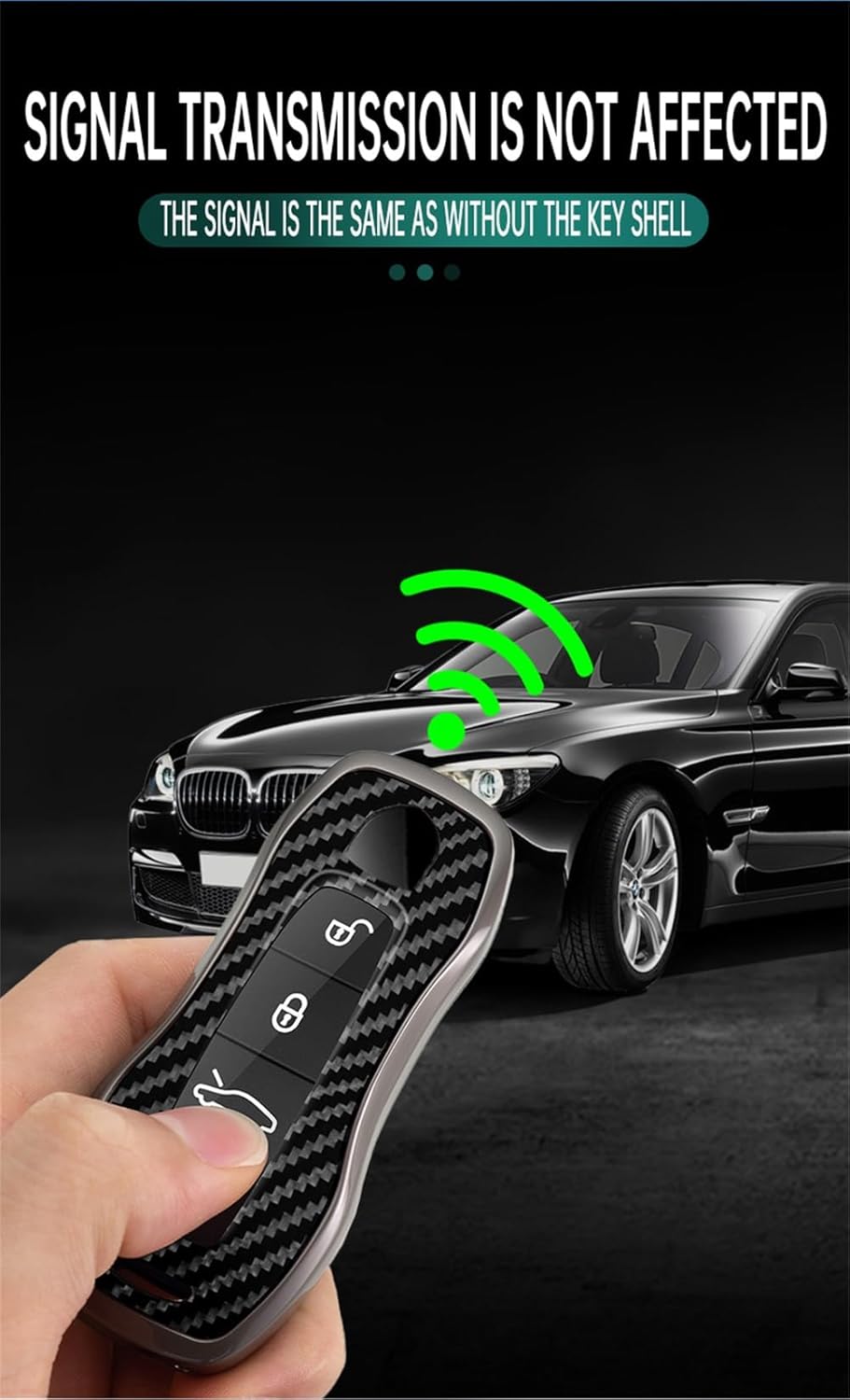 SANRILY Carbon Fiber Pattern Black 3/4 Button Smart Key Fob Cover Case Fit for Porsche Taycan 911 Cayenne 2020 Panamera Keyless with Keychain - Image 4