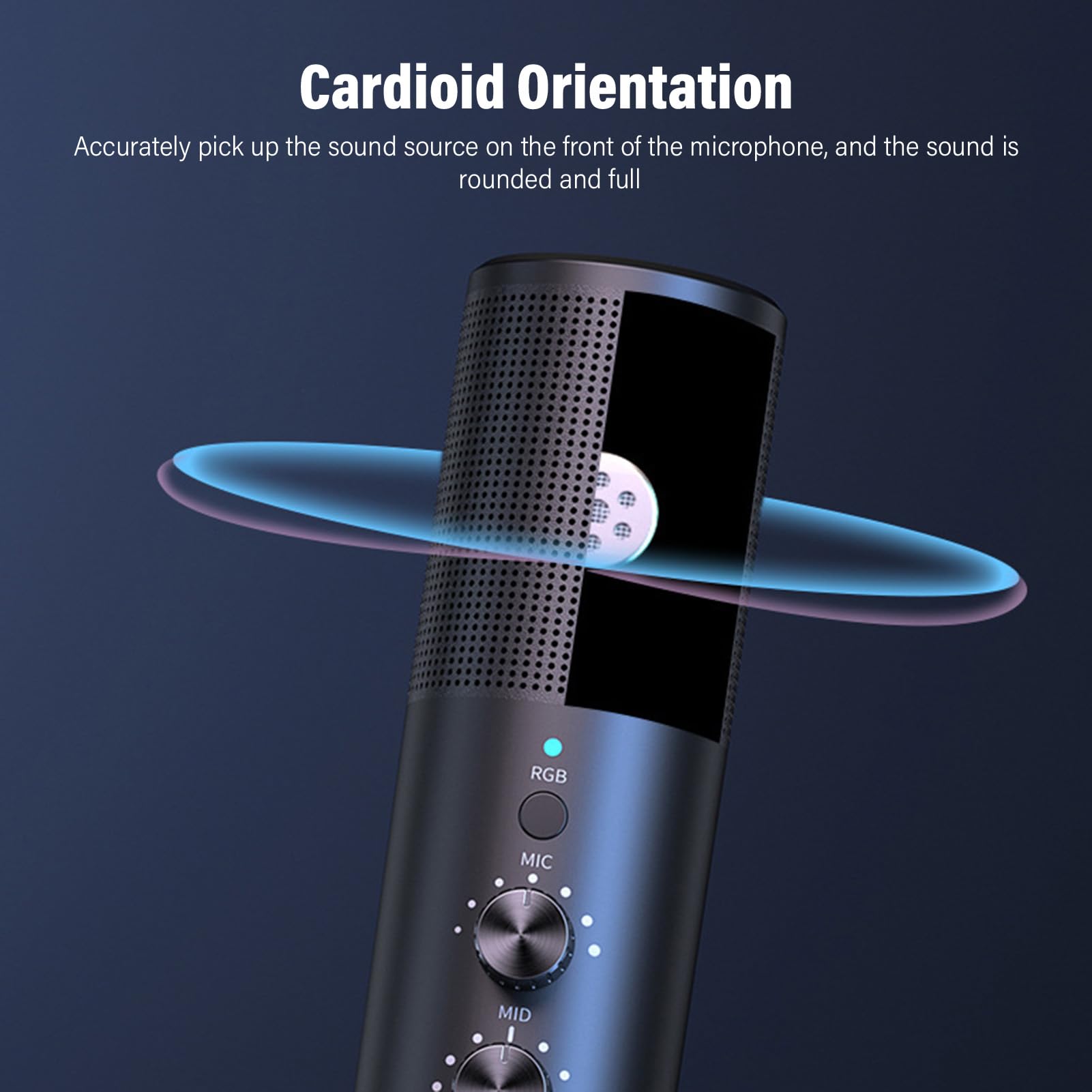 Microfono USB con luce RGB Microfono cardioide Suono di qualità studio professionale per registrazione in streaming live Podcasting Gaming PC Mac ABS Nero