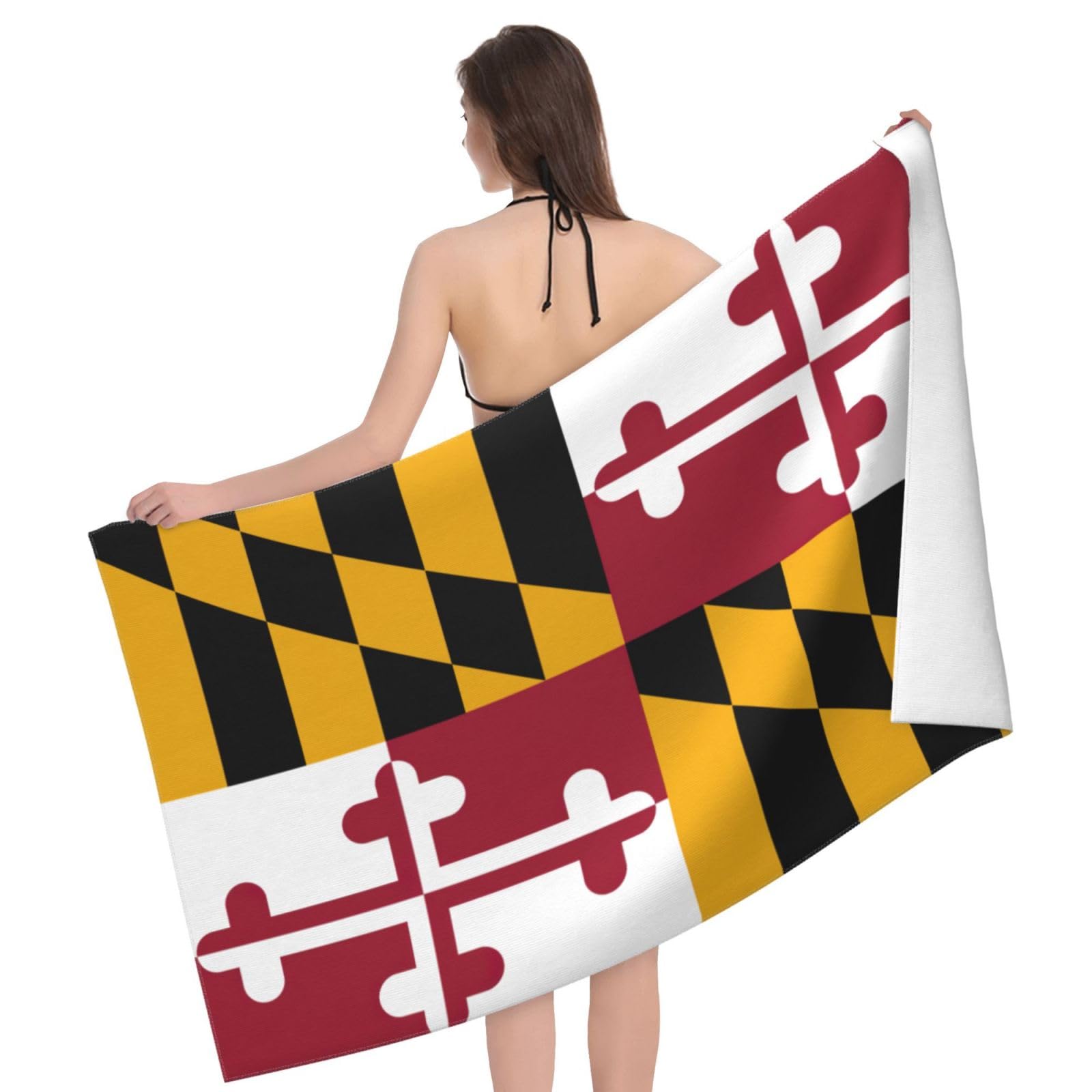 Anceky Oversized Maryland State Flag Print Beach Towel Soft Quick Dry for Beach Pool Shower Travel Sports