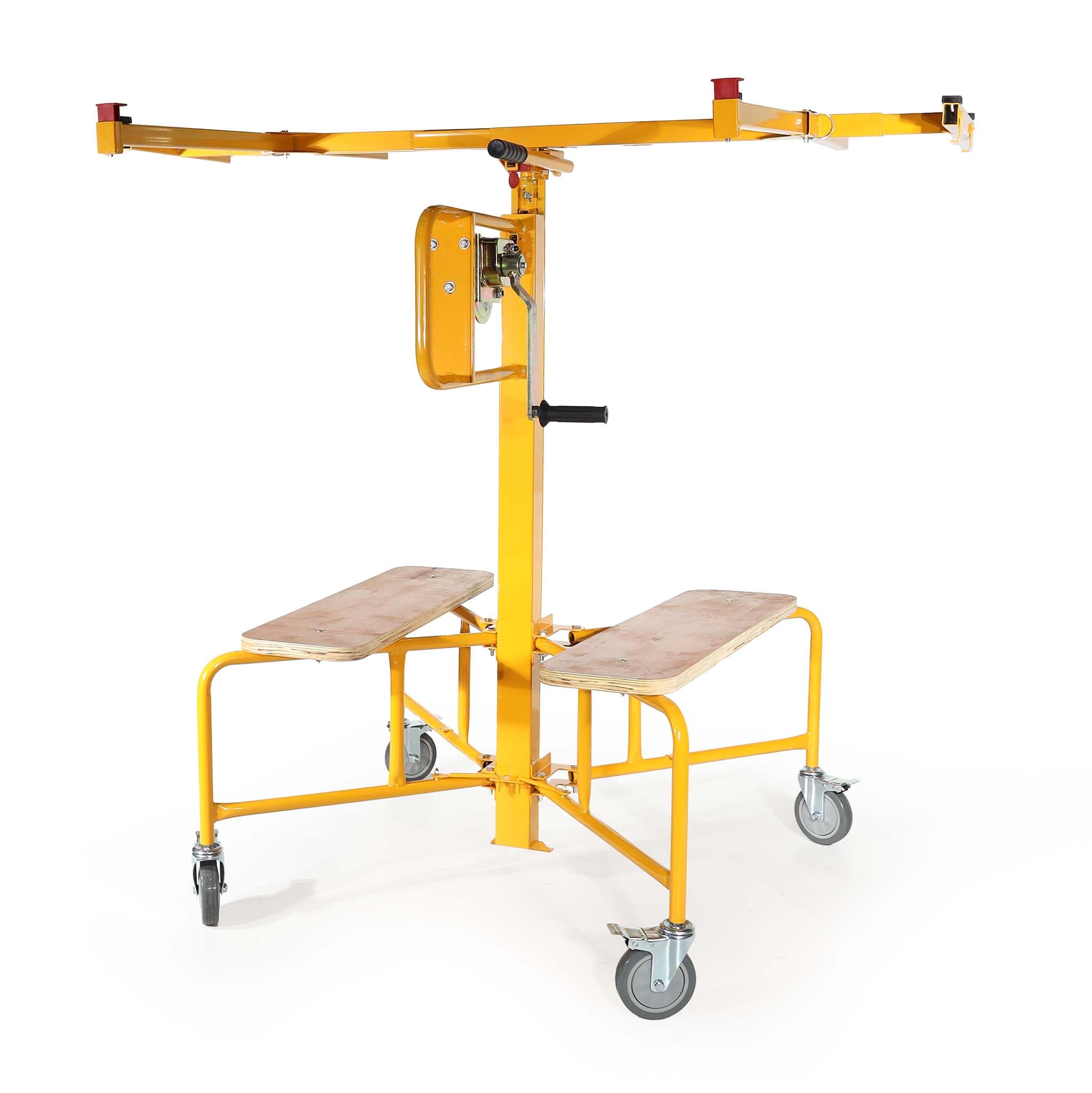 Podnośnik panelowy Wiltec do maks. 75 kg, wysokość 138-338 cm, pomoc w montażu płyt kartonowo-gipsowych, podnośnik panelowy uchylny z 4 kółkami z hamulcem postojowym