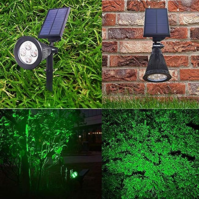 Clordeal Solar Lights Outdoor Waterproof, 2 in 1 LED Landscape Lights, 4 LED Solar Flag Pole Light Garden Pathway Yard Patio Lawn Decorative Lighting (Green)