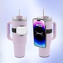 Water Bottle Phone Holder for MagSafe, Magnetic Holder with Adjustable Silicone Anti-Slip Strap for Stanley Cup Gym Accessories, for iPhone & AirPods Owala Simple Modern Water Bottle w/ 2×Metal Ring gallery image