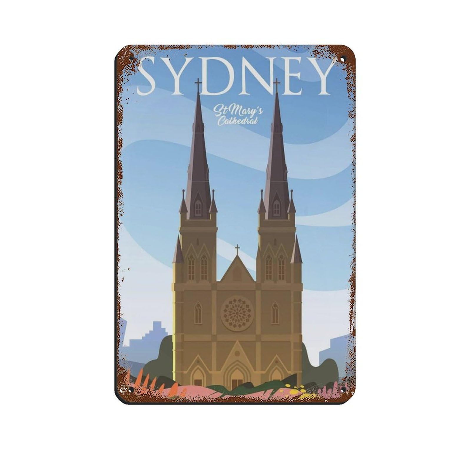 Sydney Travel Poster, Australia Poster Retro Poster Metal Tin Sign Chic Art Retro Iron Painting Bar People Cave Cafe Family Garage Poster Wall Decoration 8x12inch(20x30cm)