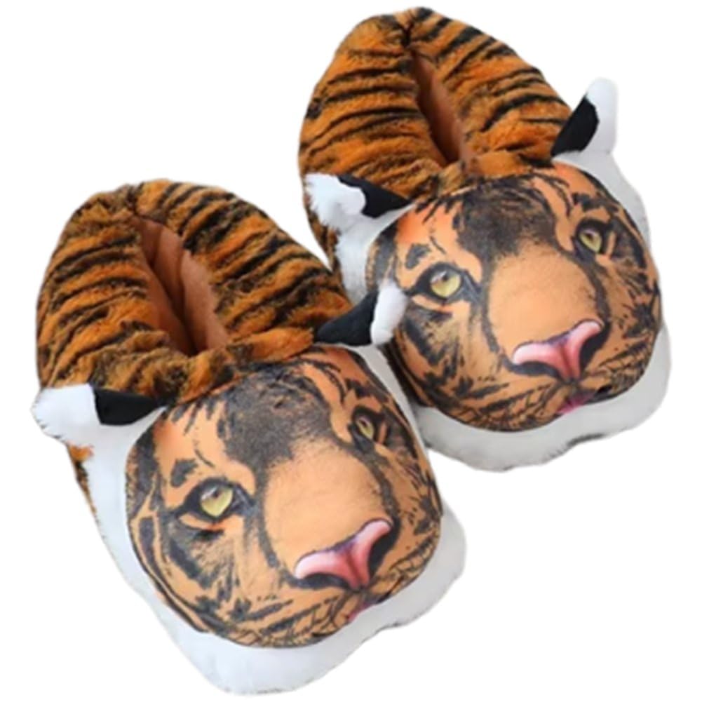 Pantoufles en peluche tigre de qualité supérieure avec doublure épaisse et moelleuse