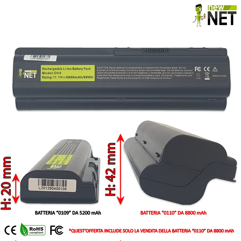 Batteria New Net 5200mAh Per Notebook HP Pavilion DV6 | Ricambio Compatibile Alta Capacità - 2