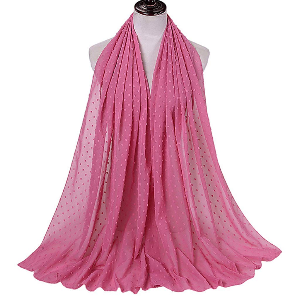 GIMEVARWomen Muslim Hijab Pom Pom Floral Chiffon Scarf Long Shawl Islamic Head Wrap