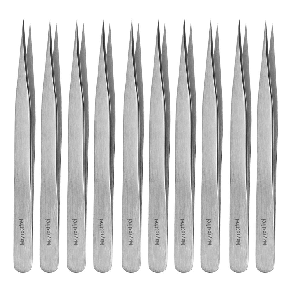 May Set 10x Technische Pinzette spitz 12 cm Modellbau Industrie Edelstahl