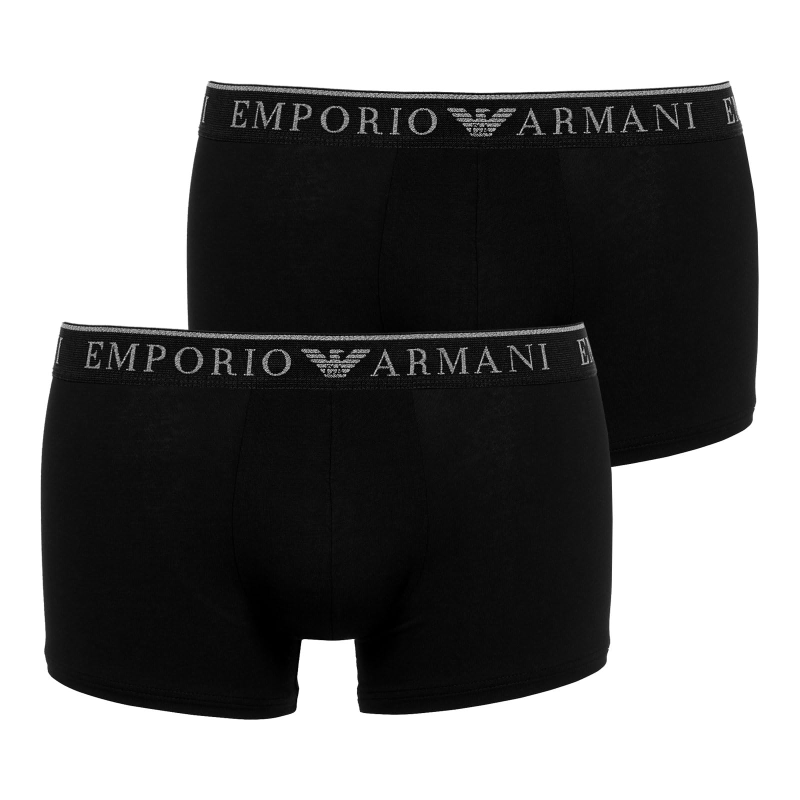 Emporio Armani Men's ENDURANCE 2-PACK TRUNK Trunks, NERO/NERO,
